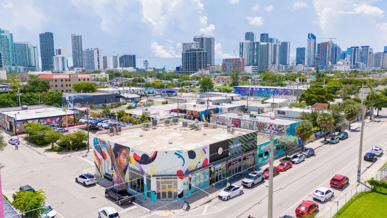 Miami, FL, USA - August 22, 2024: Business district Wynwood Miami, Florida, USA