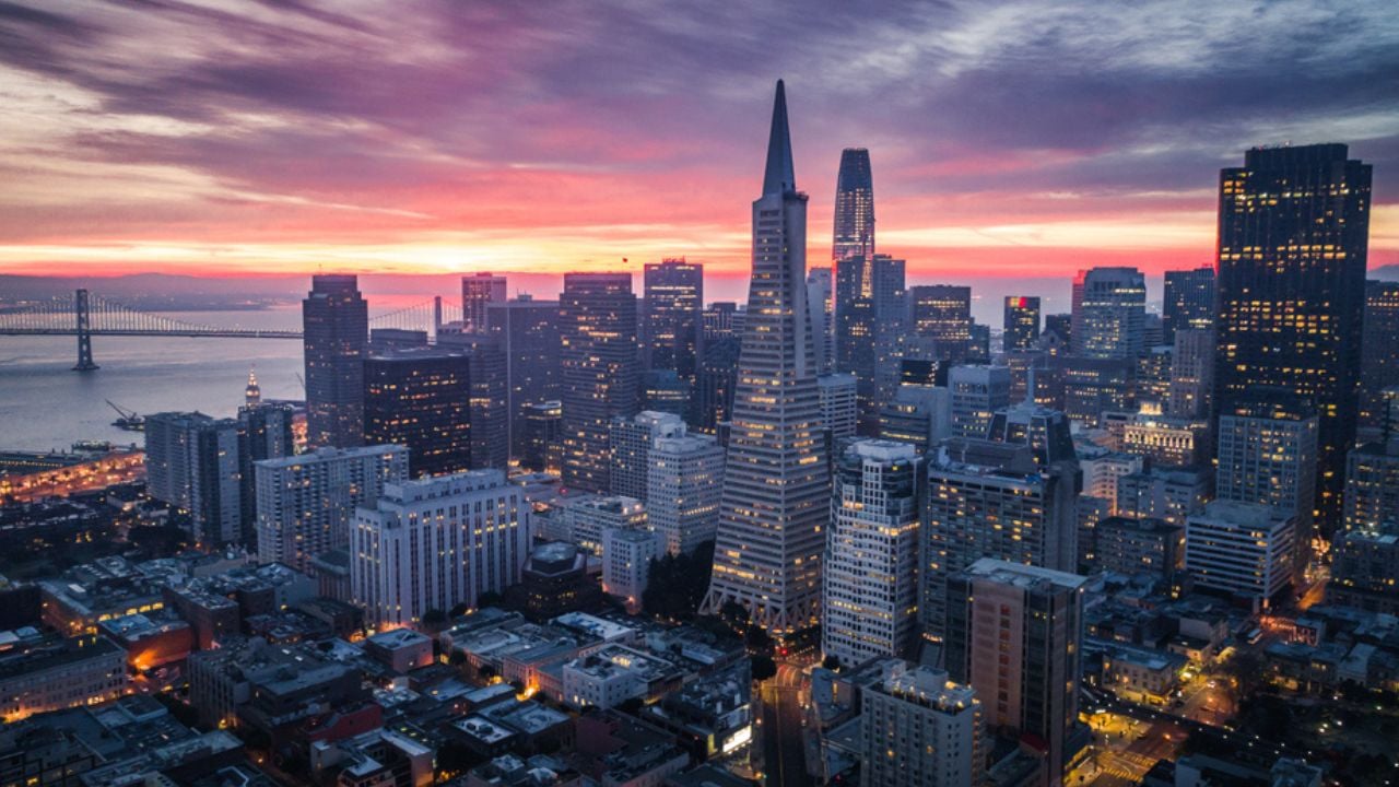 San Francisco skyline at sunset