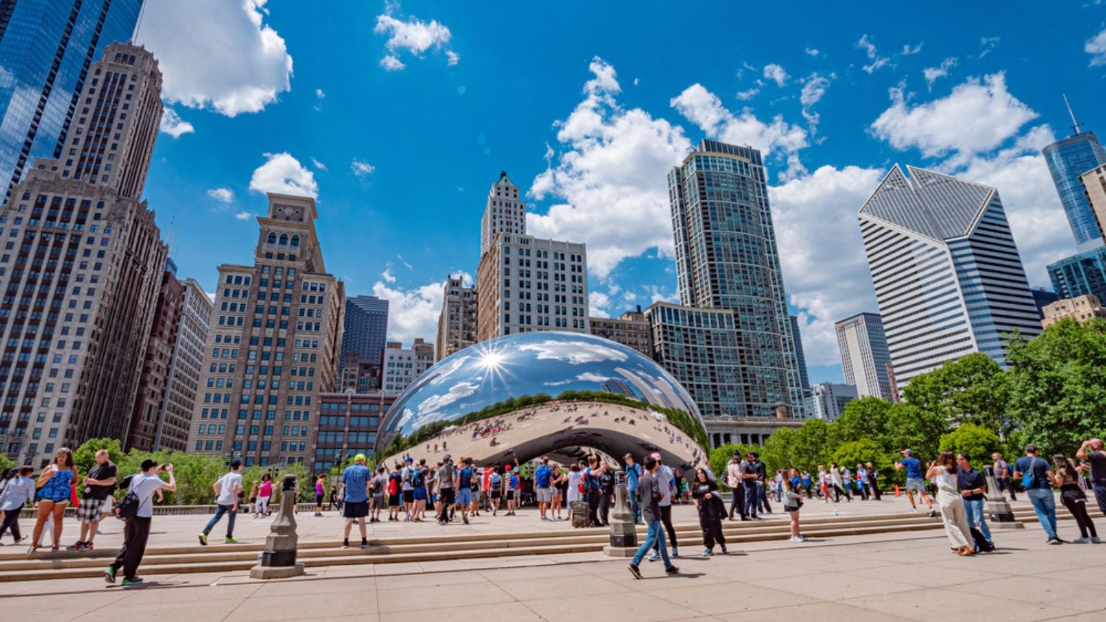 Millennium Park in Chicago with famous Cloud Gate. Chicago, Illinois