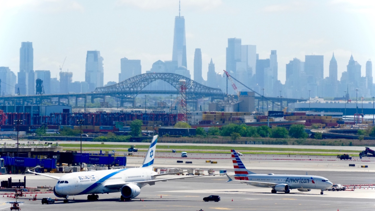 Newark, NJ, USA - May 10, 2025: Serving upwards of 49 million passengers a year and 50 airlines, historic Newark Liberty International Airport is one of the nation's busiest airports.