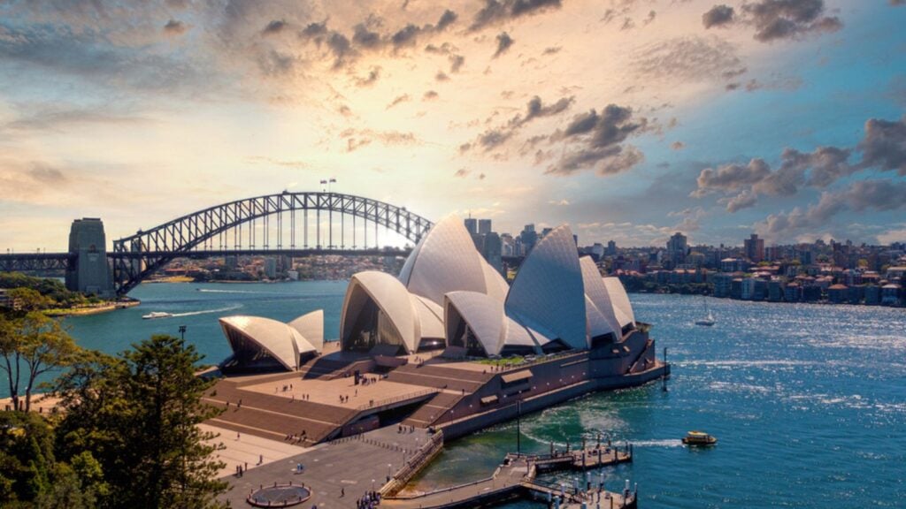 Sydney skyline with Harbour Bridge and Opera House