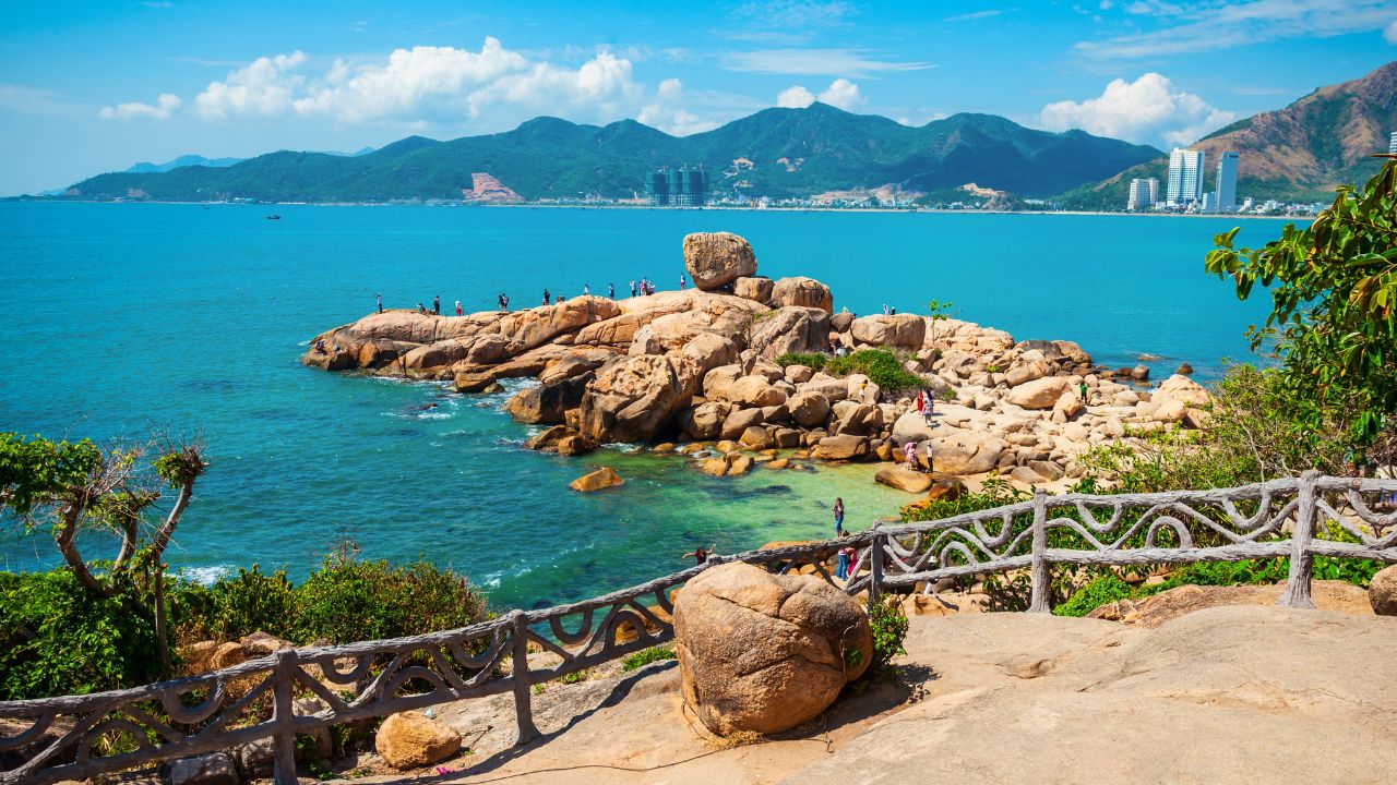 Hon Chong cape rock garden is a popular tourist attraction in Nha Trang city in Vietnam