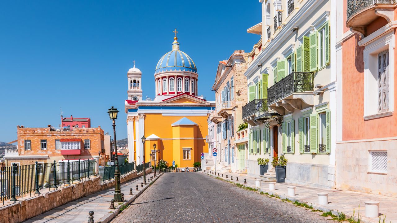 Ermoupoli town, Syros Island, Greece.