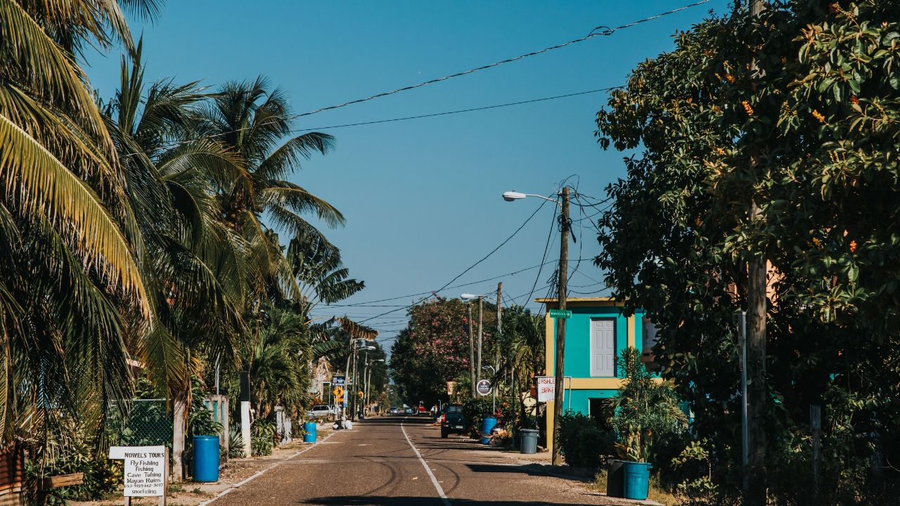 HOPKINS, BZ - Jun 02, 2021: A view from the coastal village of Hopkins in Southern Belize