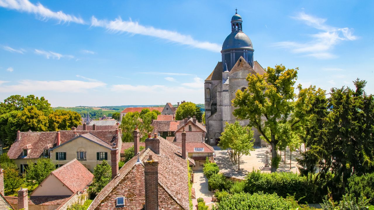 View on the old center of Provins medieval city, Seine et Marne, Paris region, France.