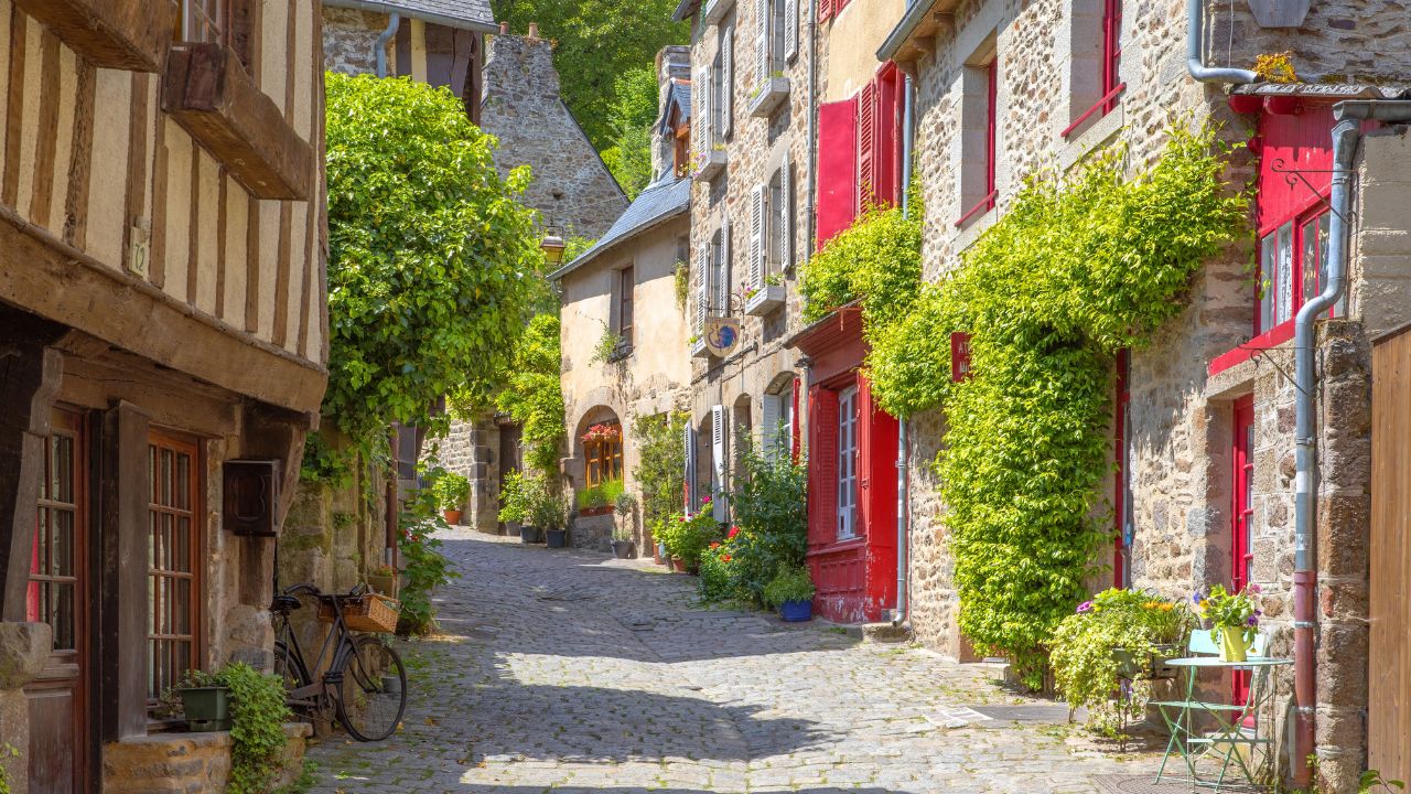 Historic downtown in Dinan, Ille-et-Vilaine department, Bretagne, France, 05-21-2025