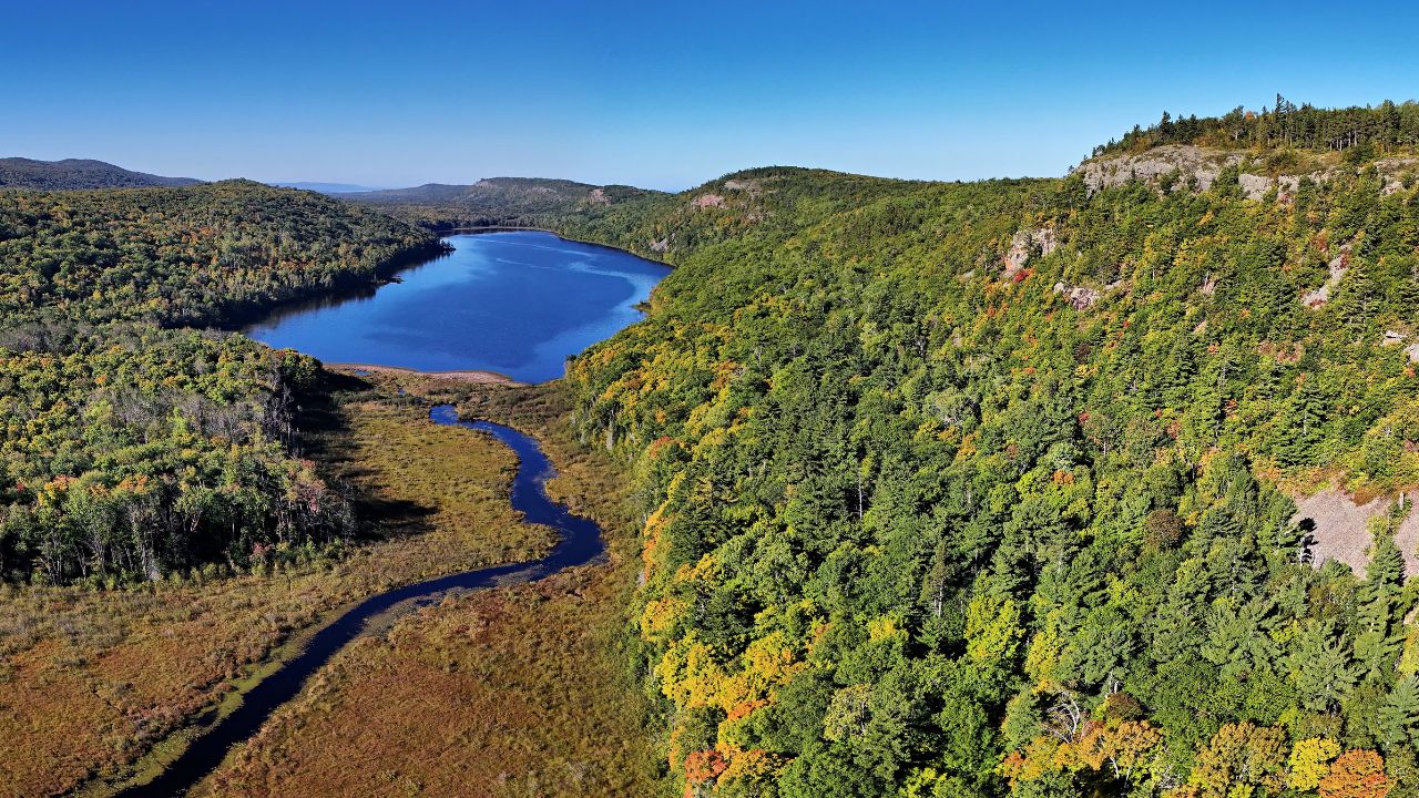 Lake of the clouds Porcupine Mountains Wilderness State Park, Michigan view from the east looking west