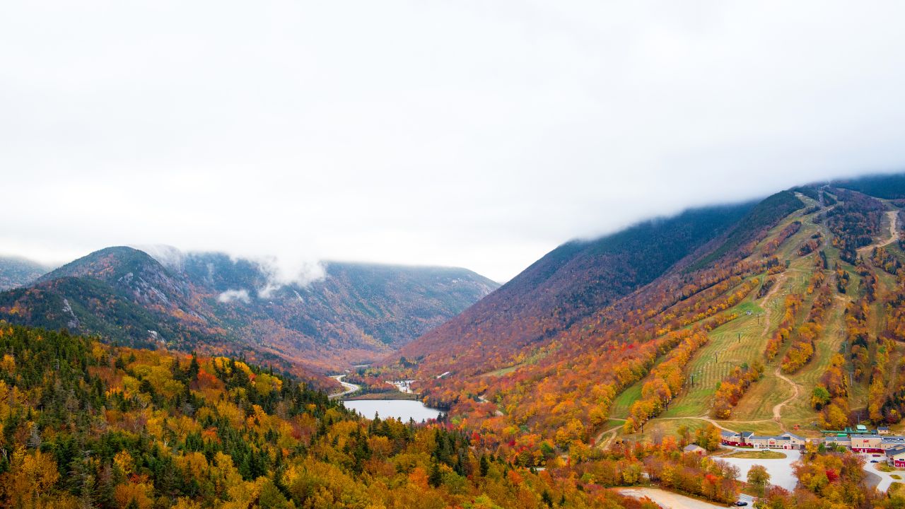 Franconia Notch, New Hampshire in autumn.