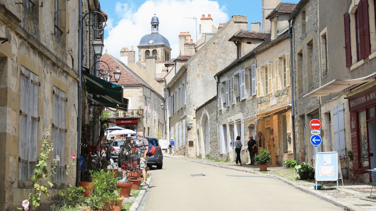 Historic downtown in Vézelay, Burgundy, France, 08-08-2022