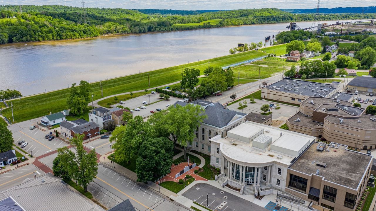 The bird's eye view of Dearborn Circuit Court Clerk Lawrenceburg, Indiana, United States
