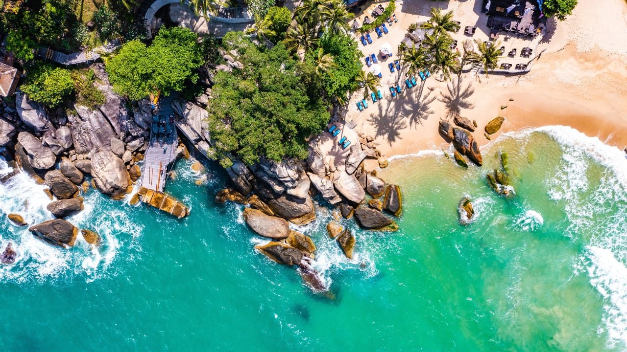 Aerial view of Thong Nai Pan Beach in Koh Phangan, Thailand