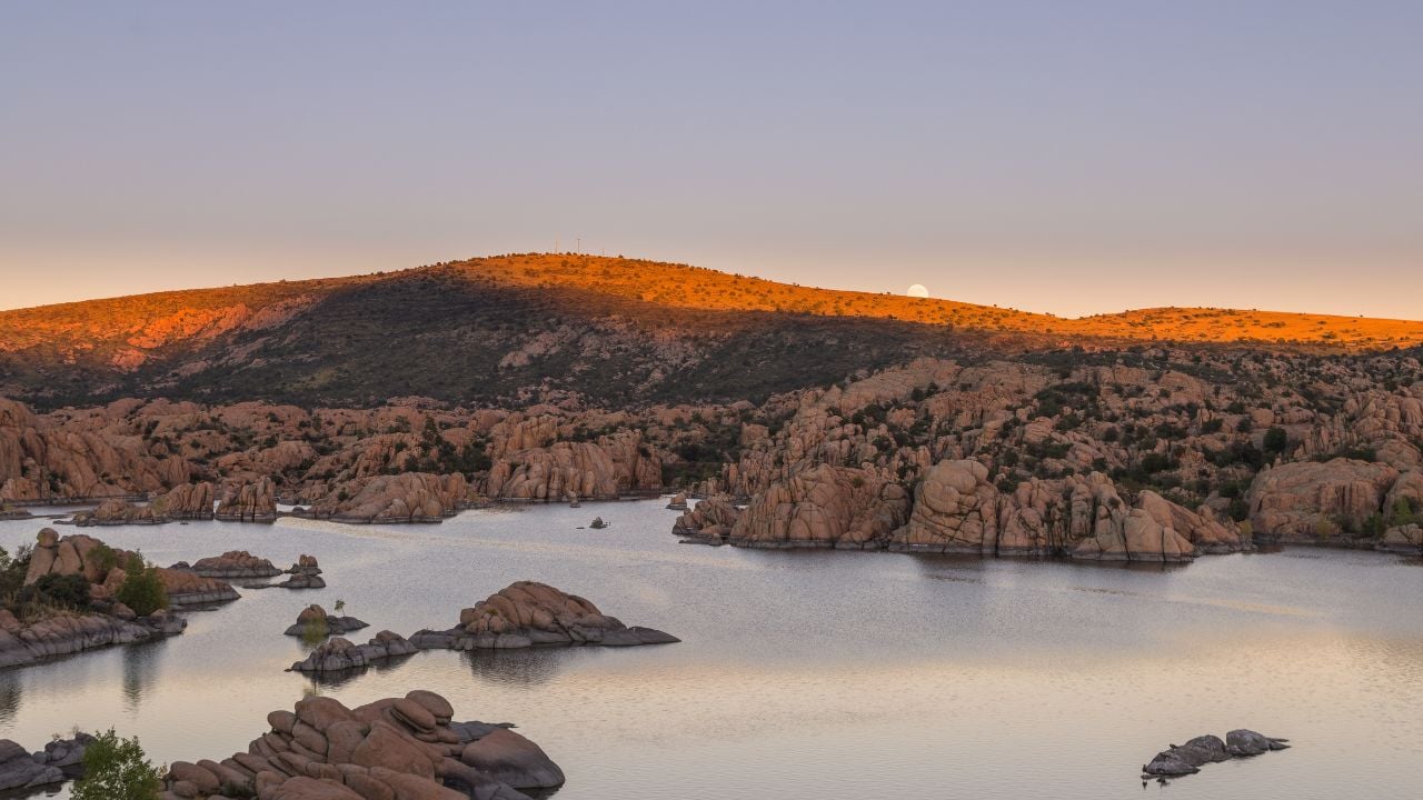 Moonrise Over Watson lake Prescott Arizona