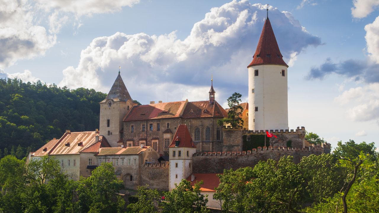Křivoklát Castle, a castle in Křivoklát in the Central Bohemian Region of the Czech Republic.