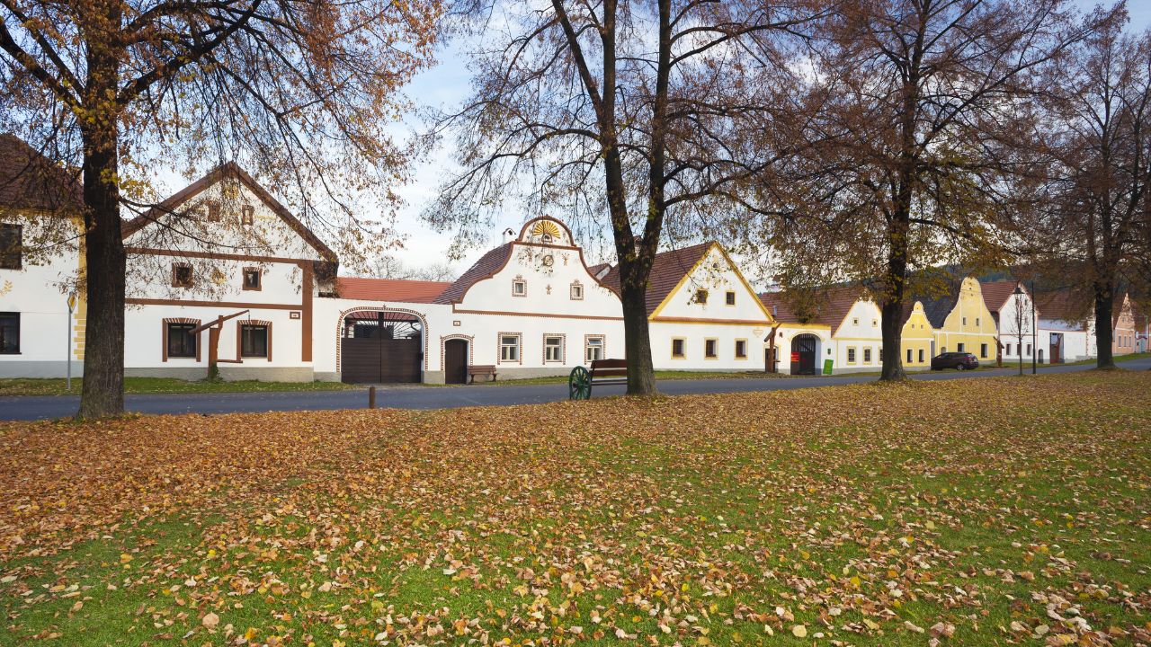 Holasovice old historical village with rural houses, UNESCO World Heritage Site, South Bohemia, Czech Republic, Europe