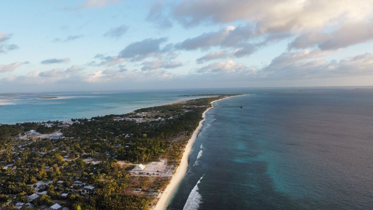 KIRIBATI, FJ - Dec 15, 2021: An aerial daytime view of Fiji Islands