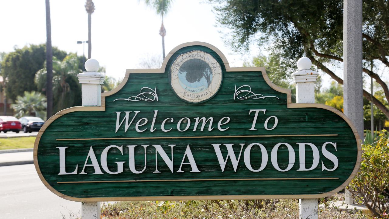 Laguna Woods, California - USA - February 20, 2022: Laguna Woods welcome sign. Welcome to Laguna Woods.