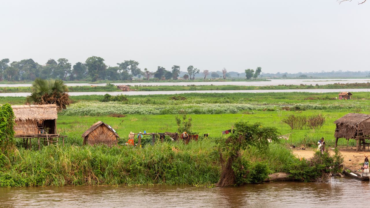 Village on the Congo Basin rainforest in the democratic republic of Congo.