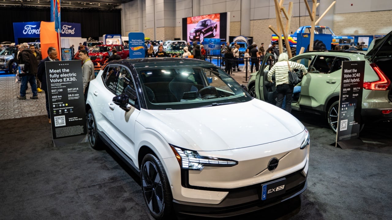 2025 Volvo EX30 automobile at the 2025 Canadian International AutoShow. Toronto, Canada