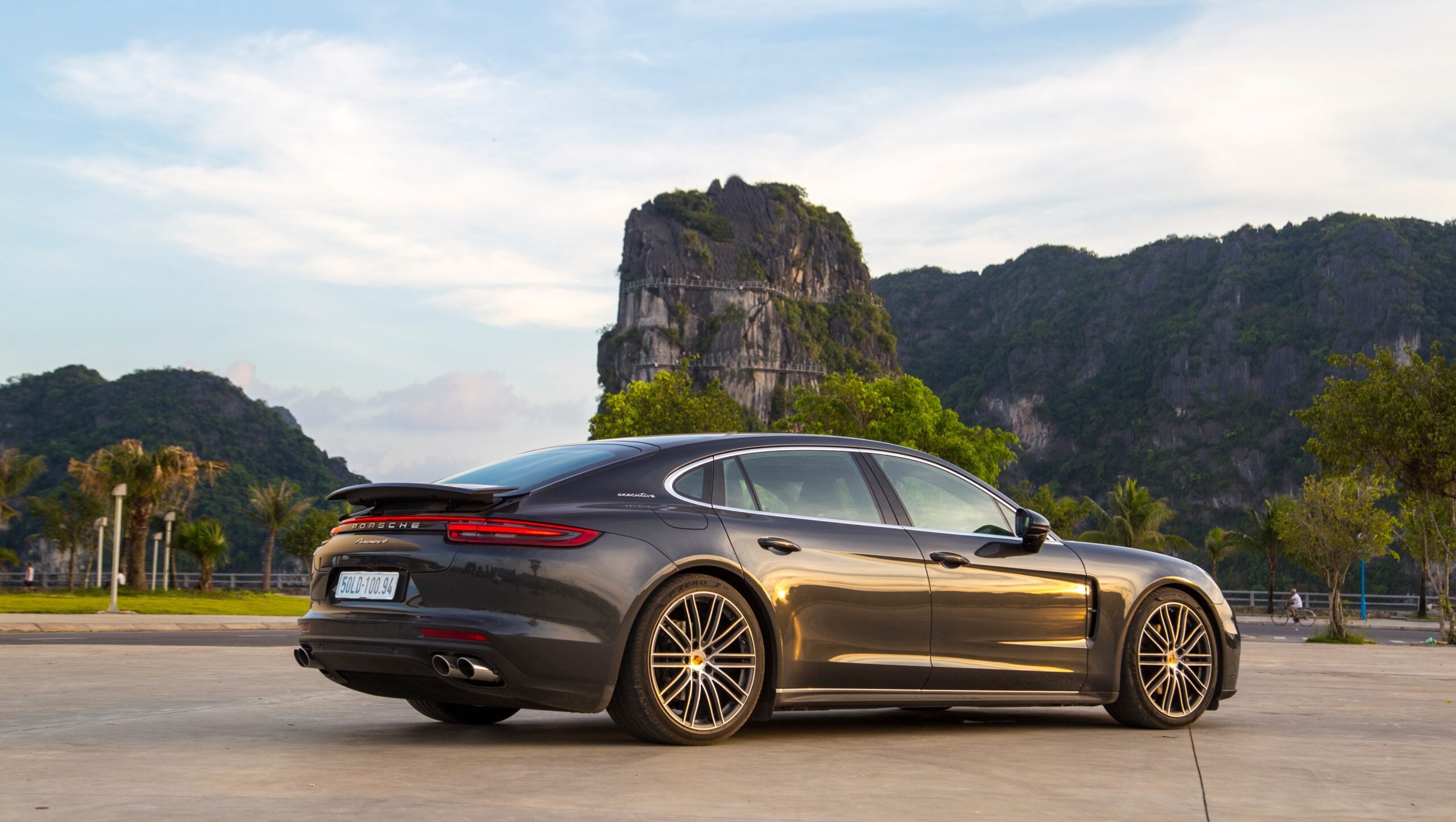 Porsche Panamera Executive car is on the test road in test drive scaled