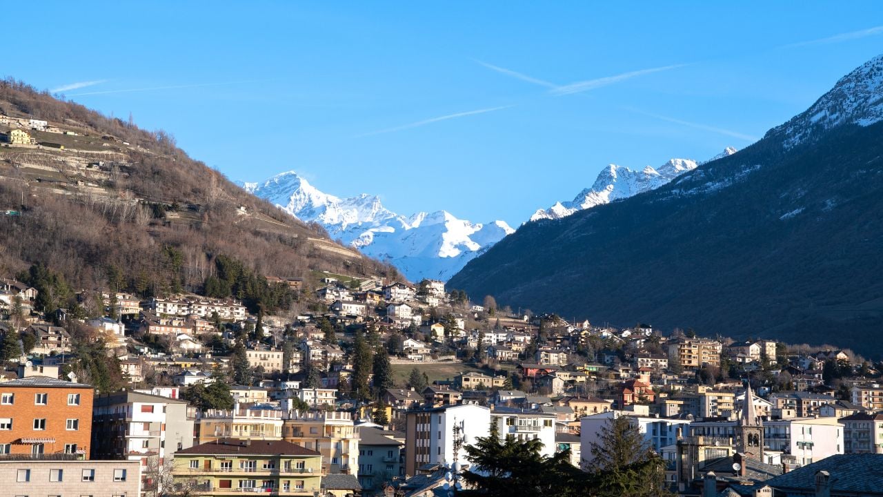 Morning scenery in Aosta, Valle d'Aosta, Italy