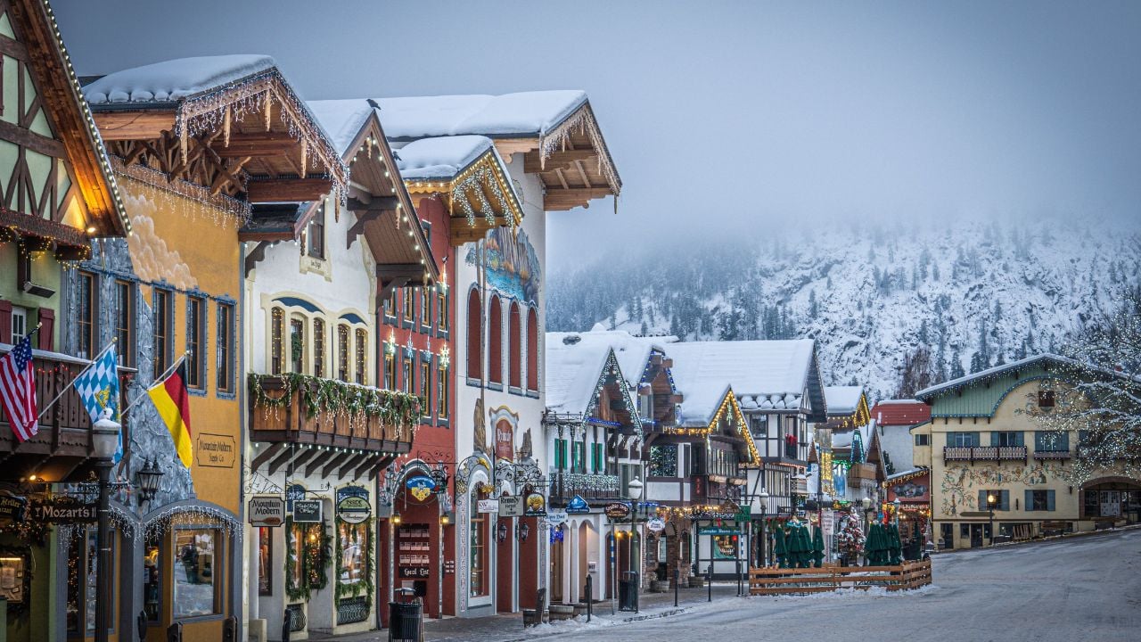 LEAVENWORTH, US - Dec 07, 2022: The Leavenworth, Washington in the Christmas Village