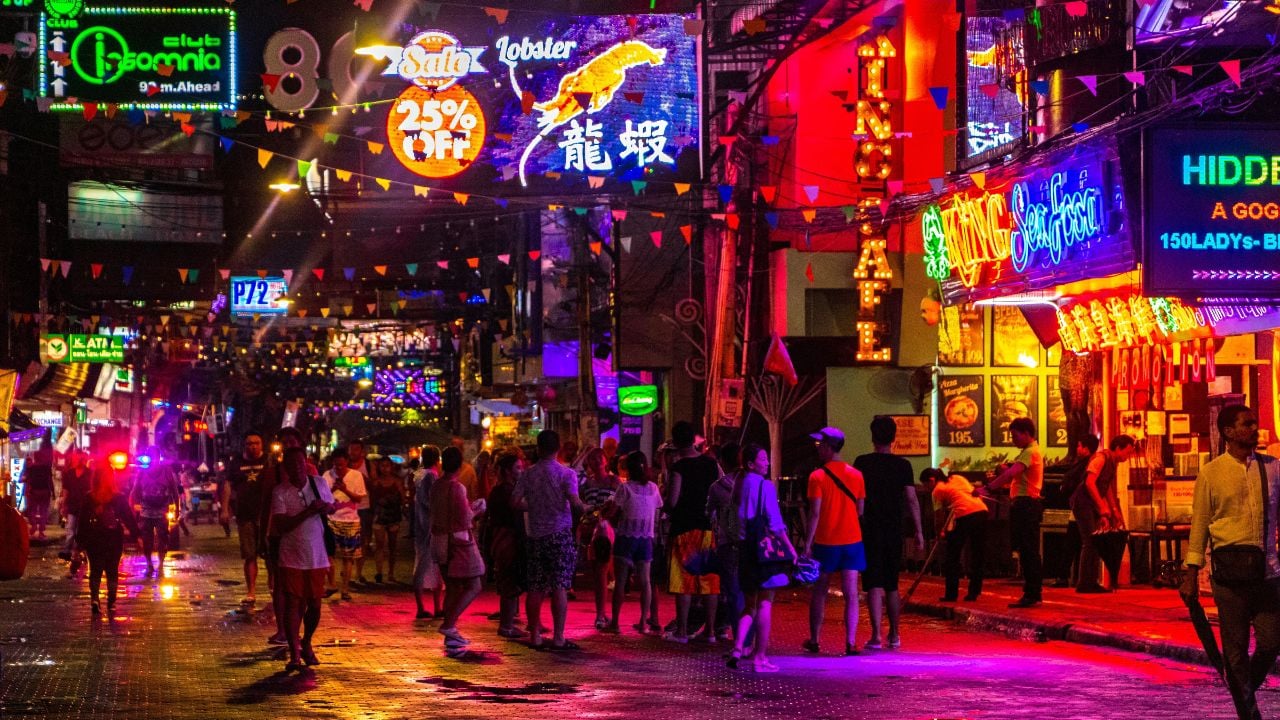 Pattaya Chon Buri Thailand 25. October 2018 Pattaya walking street night life at night in Pattaya Bang Lamung Amphoe Chon Buri Thailand in Southeastasia Asia.