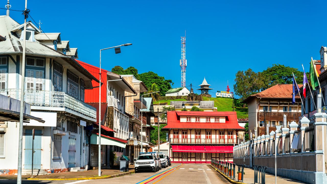 Rue de Remire street leading to Fort Ceperou in Cayenne, the capital of French Guiana