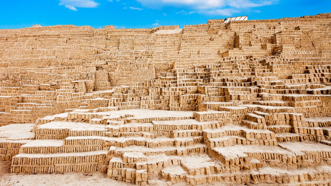 The Huaca Pucllana in the Miraflores district of Lima, Peru