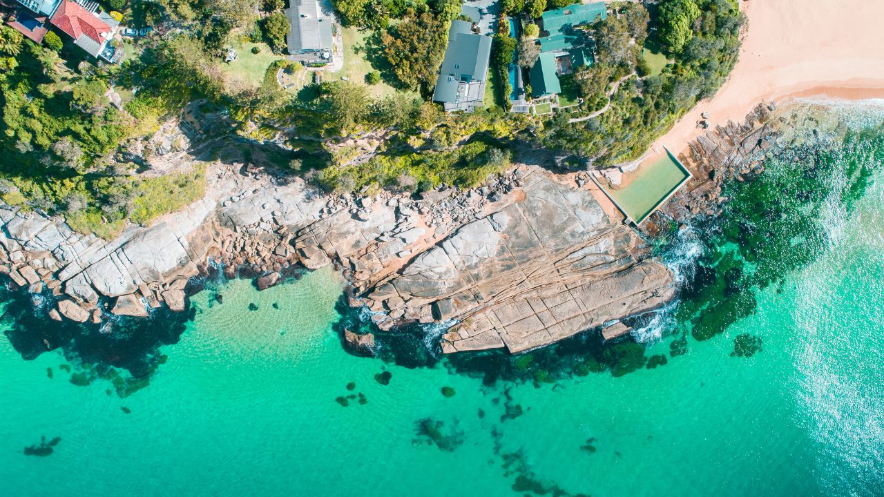 Aerial of Sydney Coastal cliffs and beach