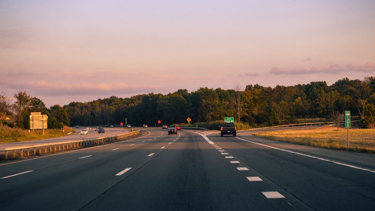 Traveling down New York Route 17 in the black dirt region of Orange County.