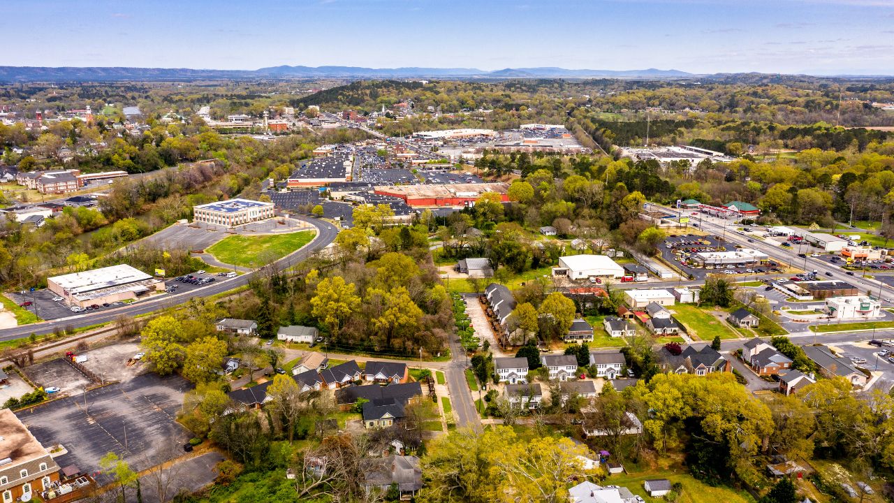 Aerial view of city of Rome Georgia