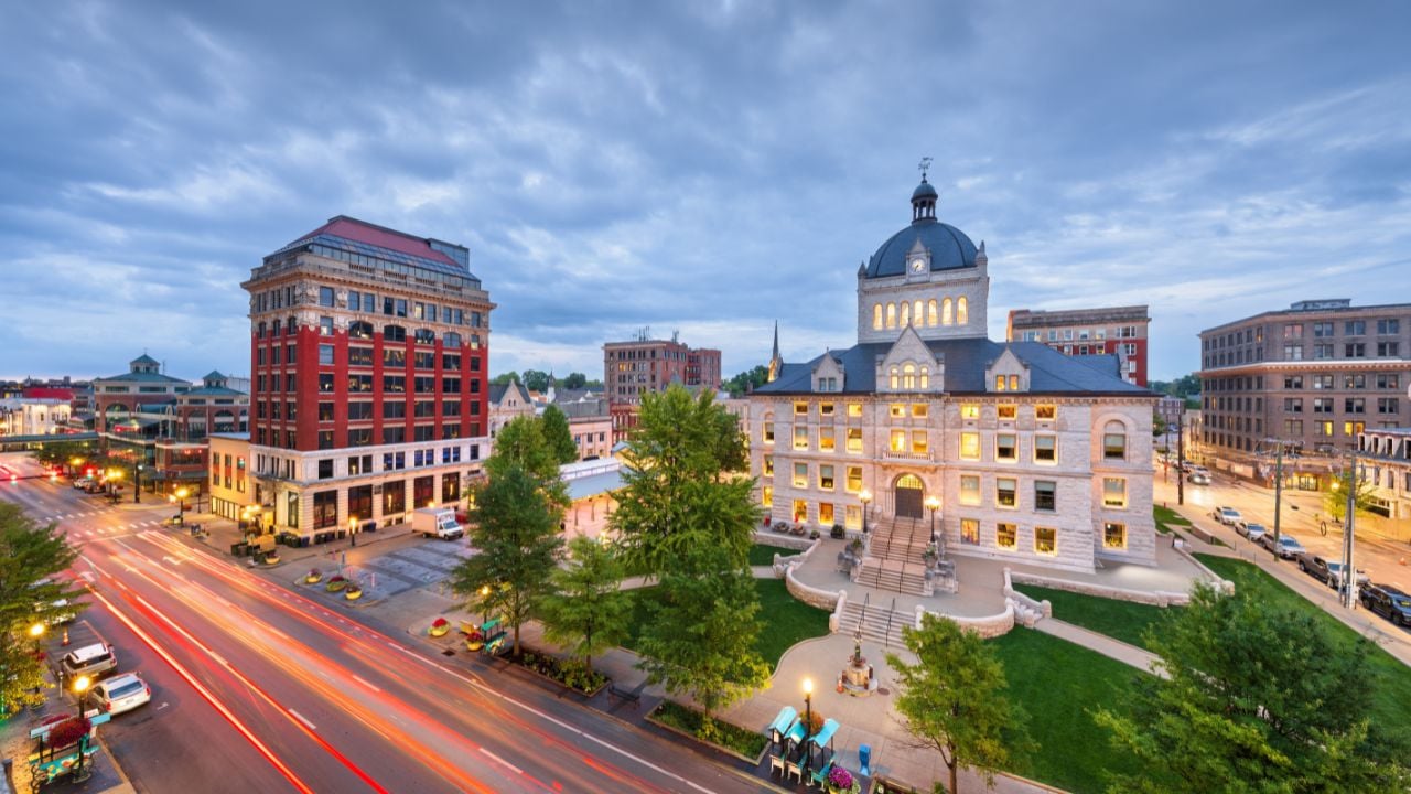 Lexington, Kentucky, USA historic downtown cityscape at blue hour.Lexington, Kentucky, USA historic downtown cityscape at blue hour.
