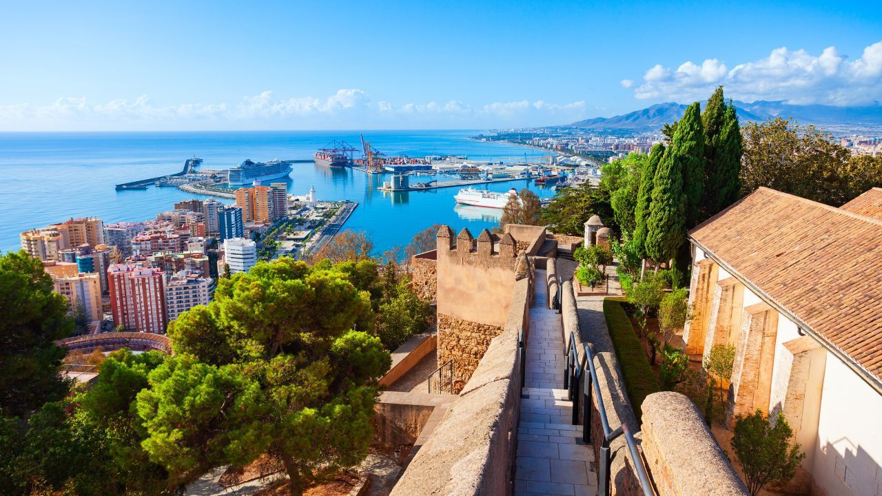 Malaga Fortress walls. Malaga is a city in the Andalusia community in Spain.