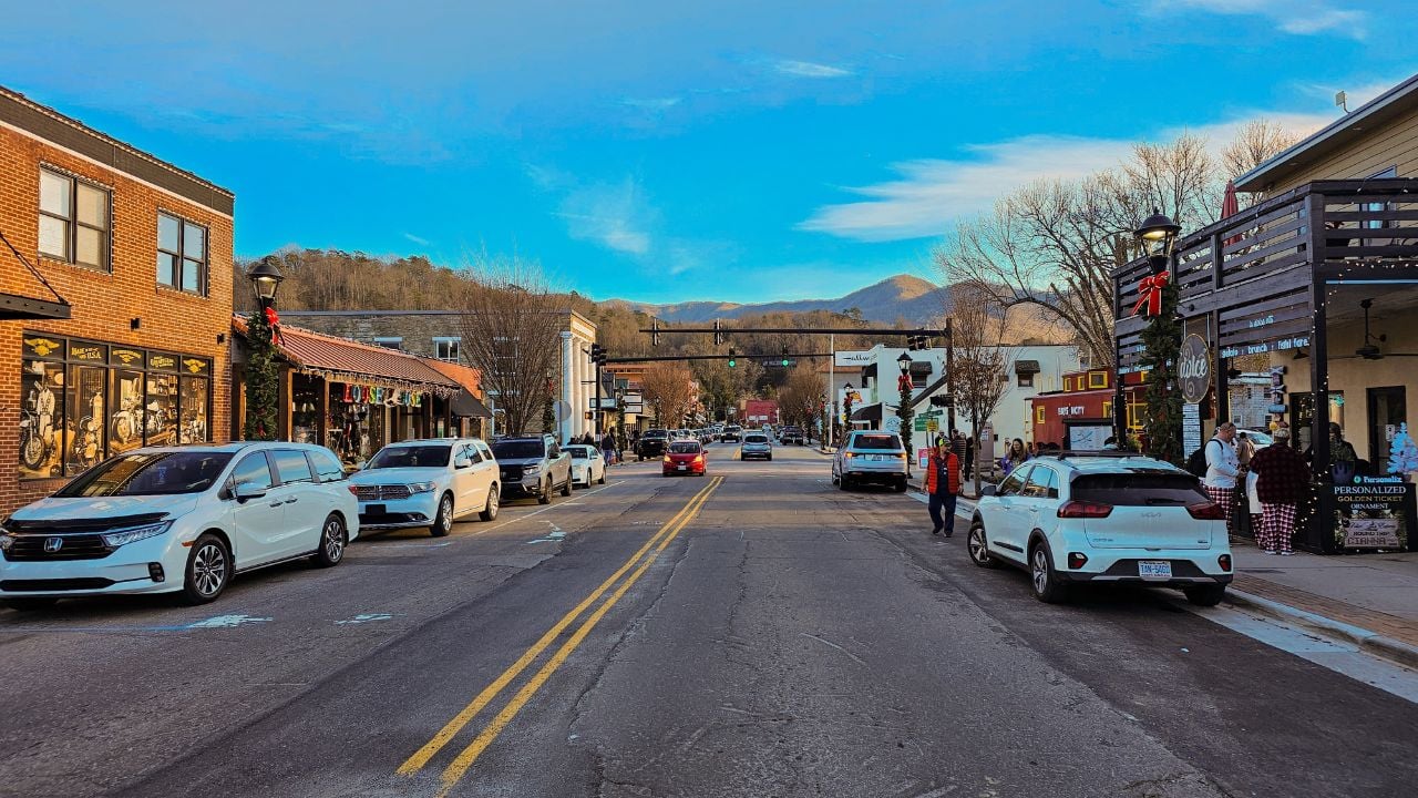 Bryson City, North Carolina, USA - December 31, 2023: A winter day in the small mountain city of Bryson City.