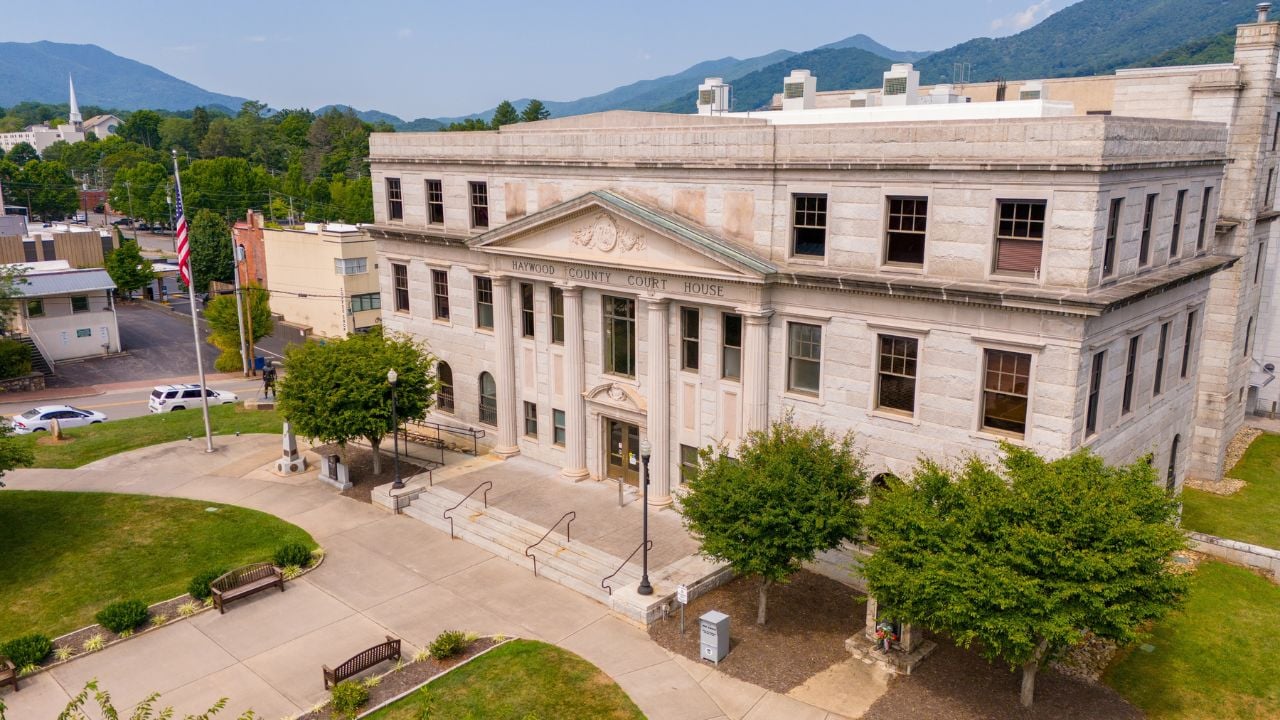 Waynesville, North Carolina, USA. Aerial drone photo 2024