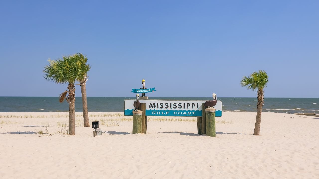 Gulfport, MS - June 18, 2022: Mississippi Gulf Coast sign