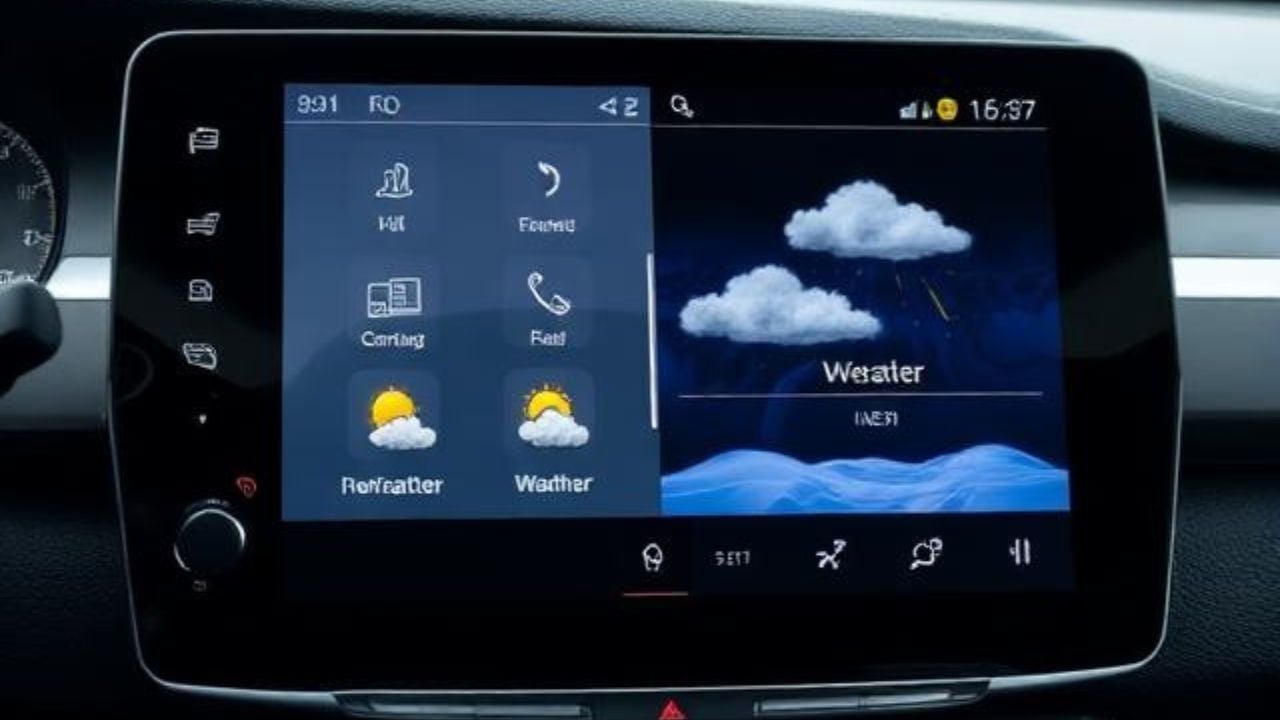 Split infotainment screen.