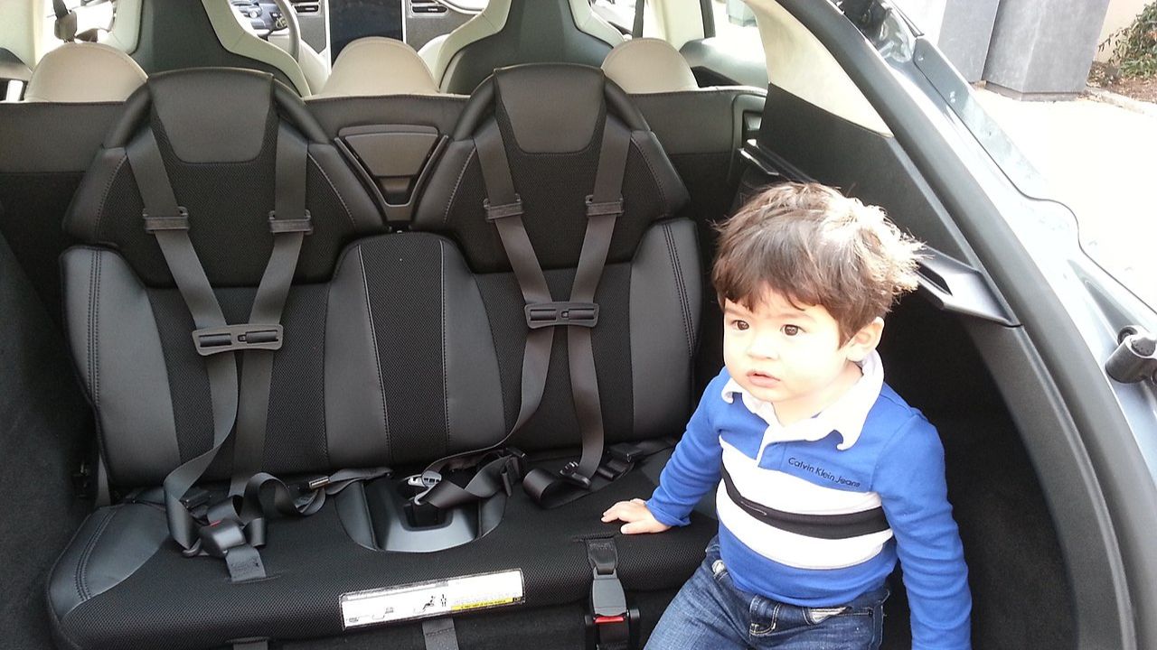 Tesla Model S rear child seats.