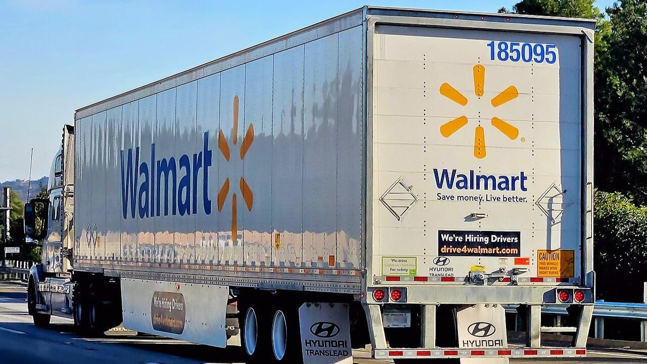 Walmart box trailer semi.