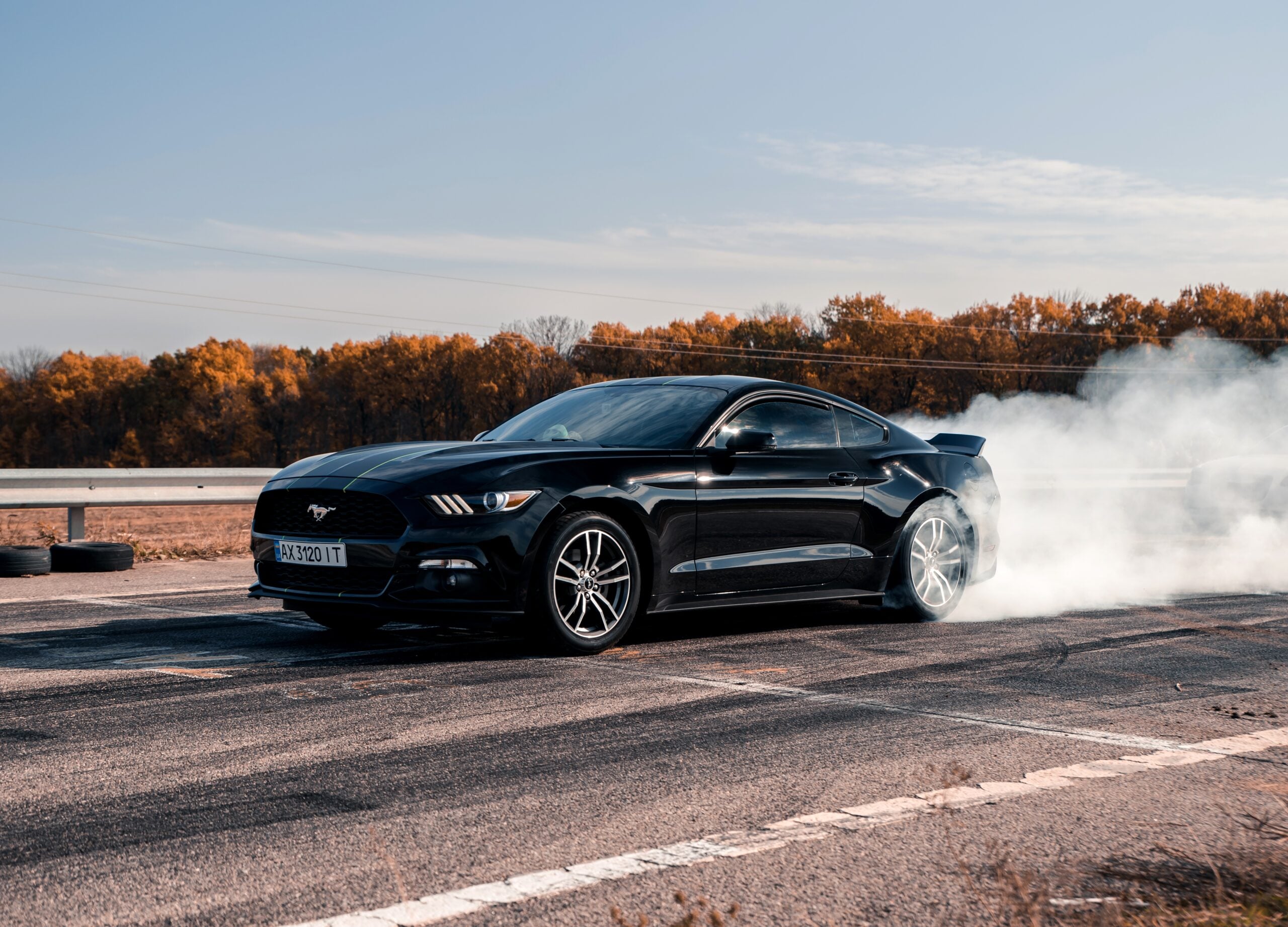mustang doing burnout
