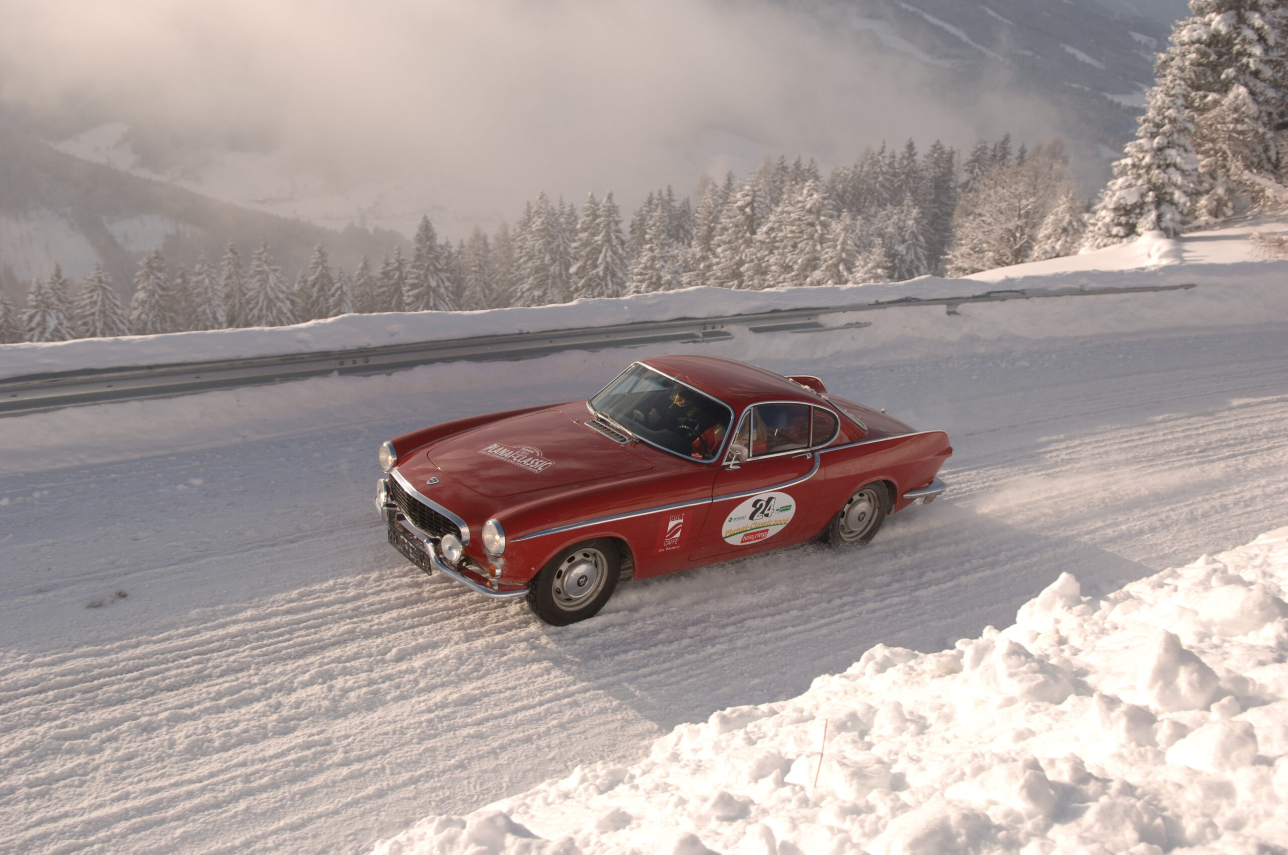 classic car in snow