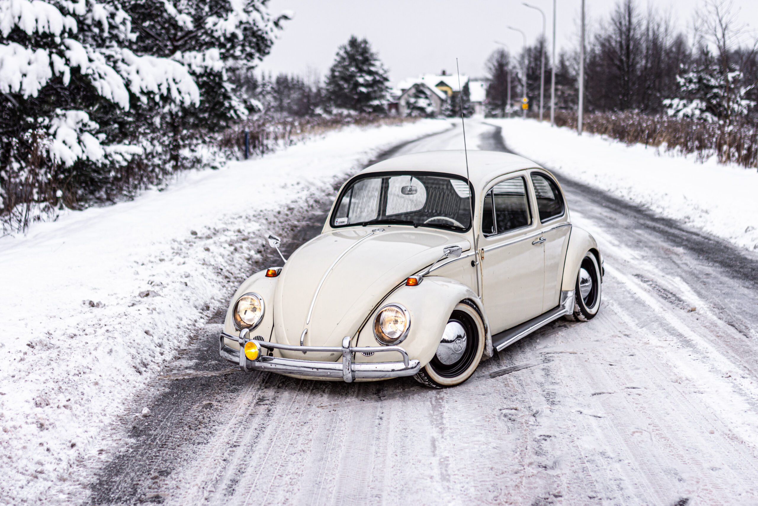 vintage beetle in snow