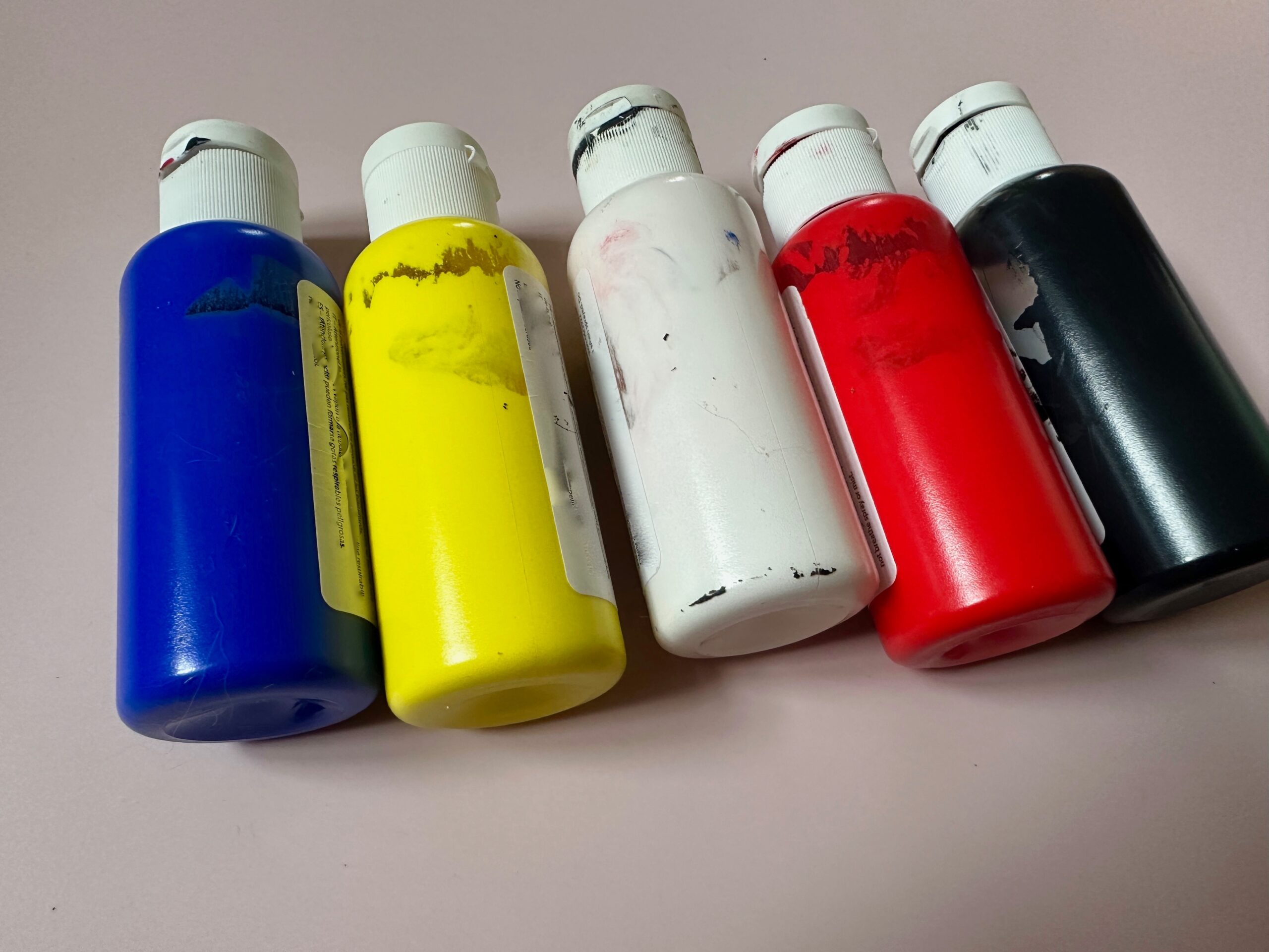 acrylic paint bottles