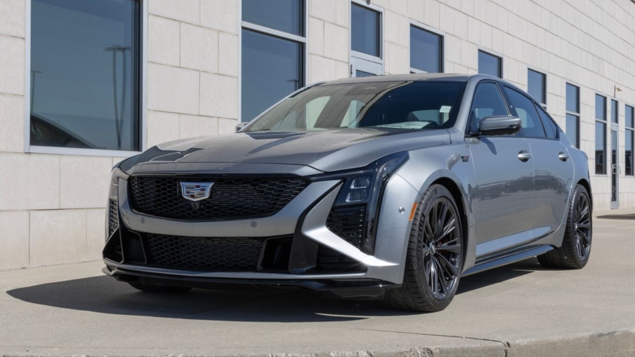 Fishers - Cadillac CT5 V-Series Blackwing display. Cadillac offers the CT5 Blackwing with a 668HP 6.2L Supercharged V8 engine. MY2025