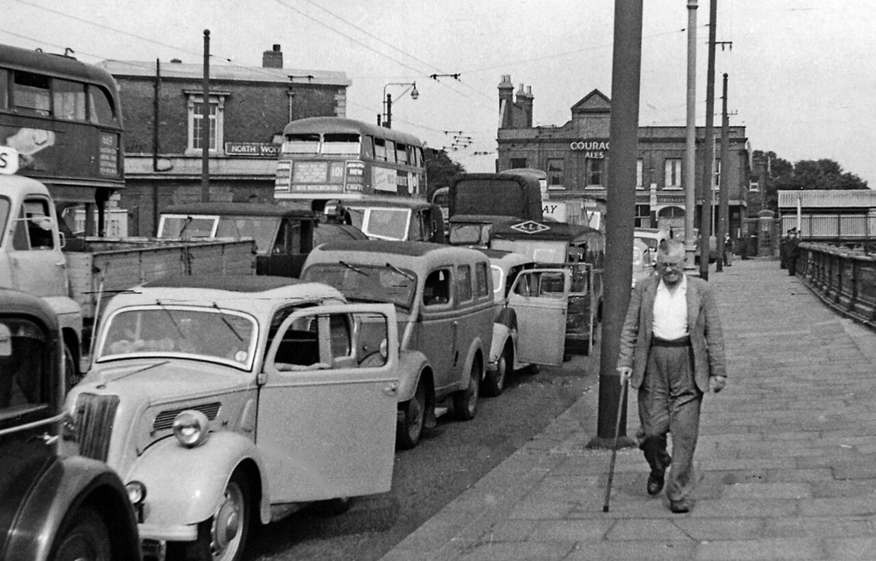 London traffic queue.
