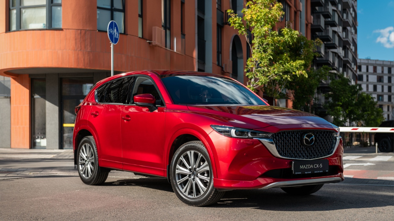 Kyiv, Ukraine - September 25, 2025: New Mazda CX-5 in street of residential district