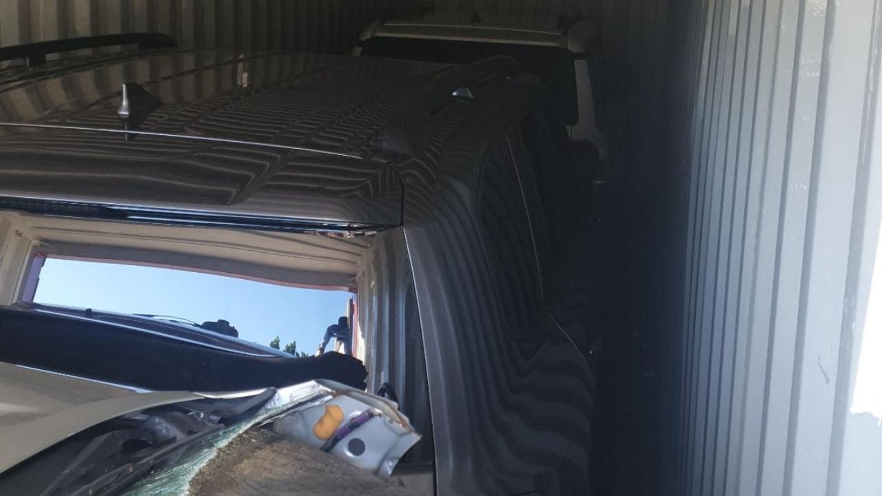 Stolen Toyota Land Cruiser Prado recovered in a shipping container by Queensland Police.