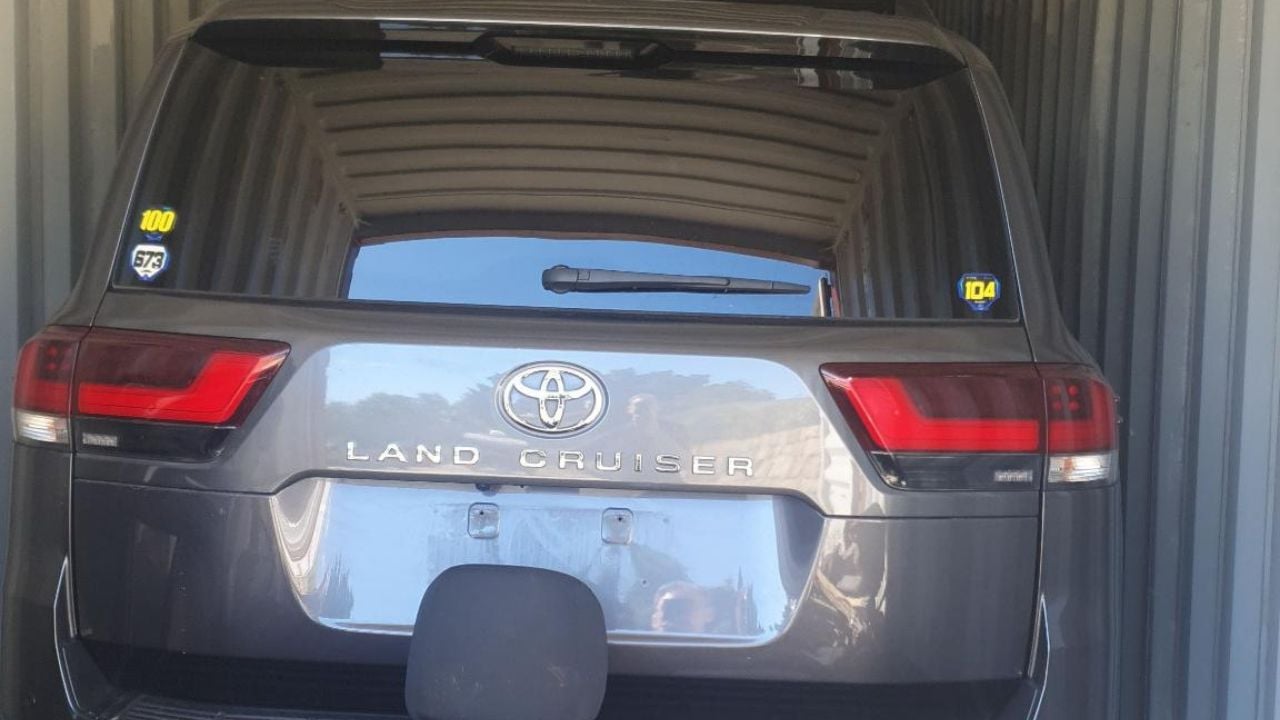 Stolen Toyota Land Cruiser found in a shipping container by Queensland Police.