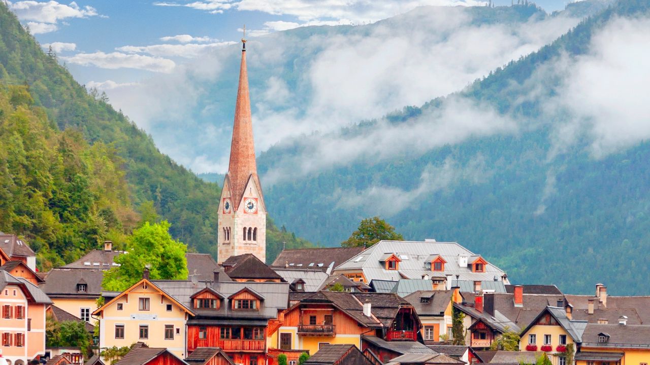 Alpbach in the European Alps in a sunny day