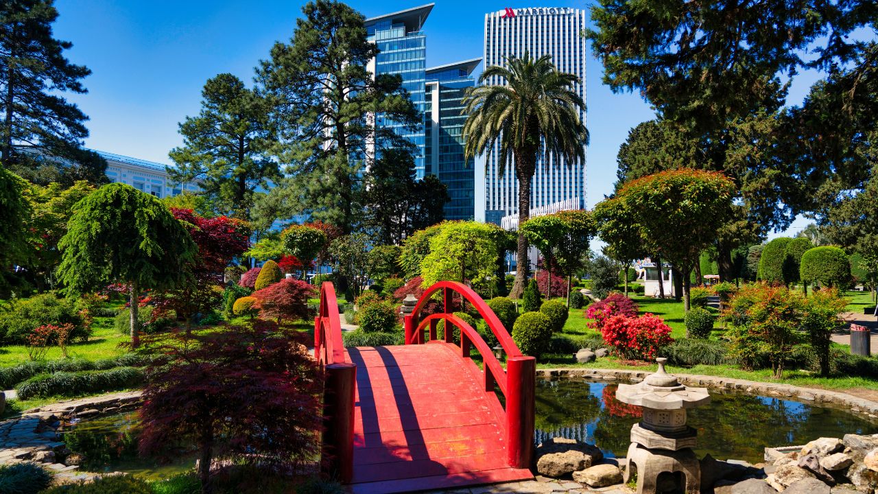 Batumi, Georgia - May 4, 2023: Japanese garden in the park